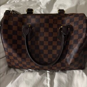Elegant Brown Checkered Satchel